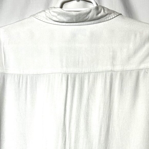 Viscose Relaxed White Button-Up Shirt With Pockets By Weekday, Size Large Women’ - Picture 7 of 7